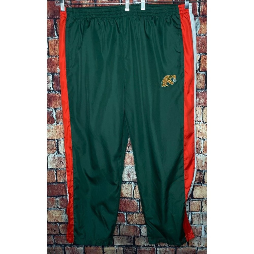 VTG FAMU Rattlers HBCU Mens 2XL Windbreaker Track Pants Green Orange Ankle Zip